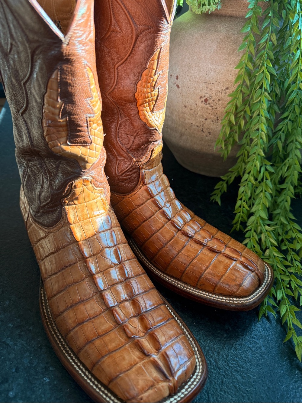 Black Jack handmade Caiman Belly Western Cowboy Boots Size 11.5 EE